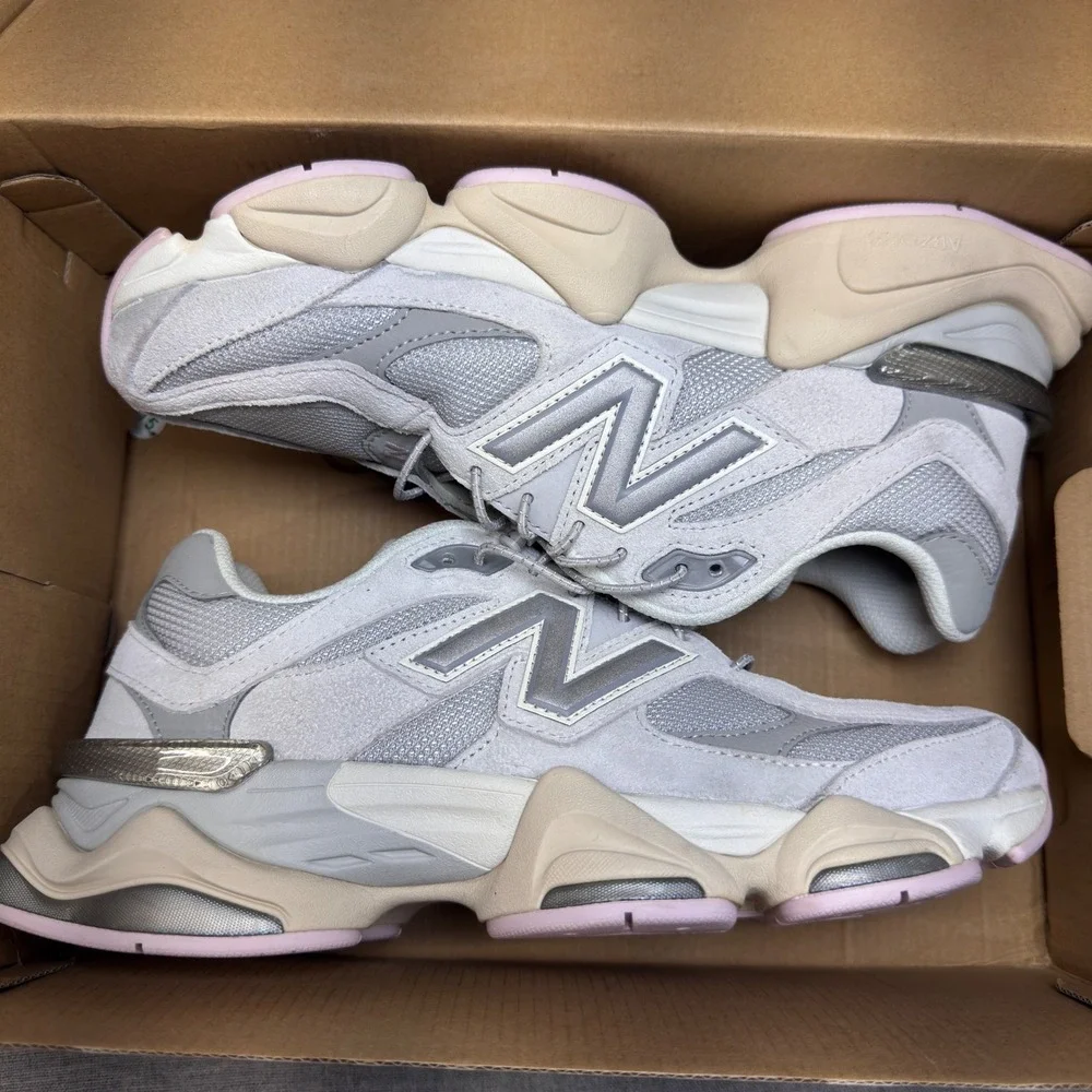 New Balance 9060 Grey Grey Pink Lifestyle Sneakers U9060GM Mens 8 Womens 9.5